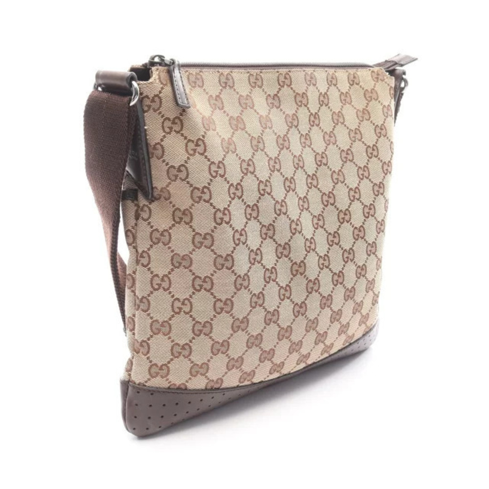 Gucci GG Canvas Leather Cream Bag Beige Shoulder Brown Tan Brown